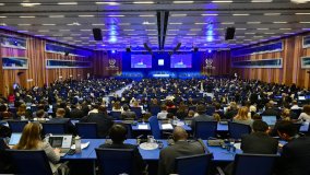 A view of the meeting room at the IAEA's 69th General Conference